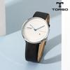 Torso T77L Noiseless Two Hands Simply Date Couple Watch Unisex Leather Watch,Korean Popular Watches