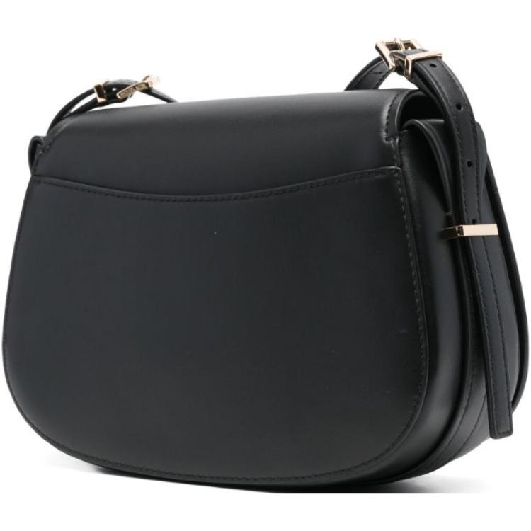Michael Kors Flip Cover With Magnetic Buckle Adjustable Shoulder Strap Calfskin Medium Shoulder Bag Women Shoulder Bag Black 30R5GL0M2L-BLACK