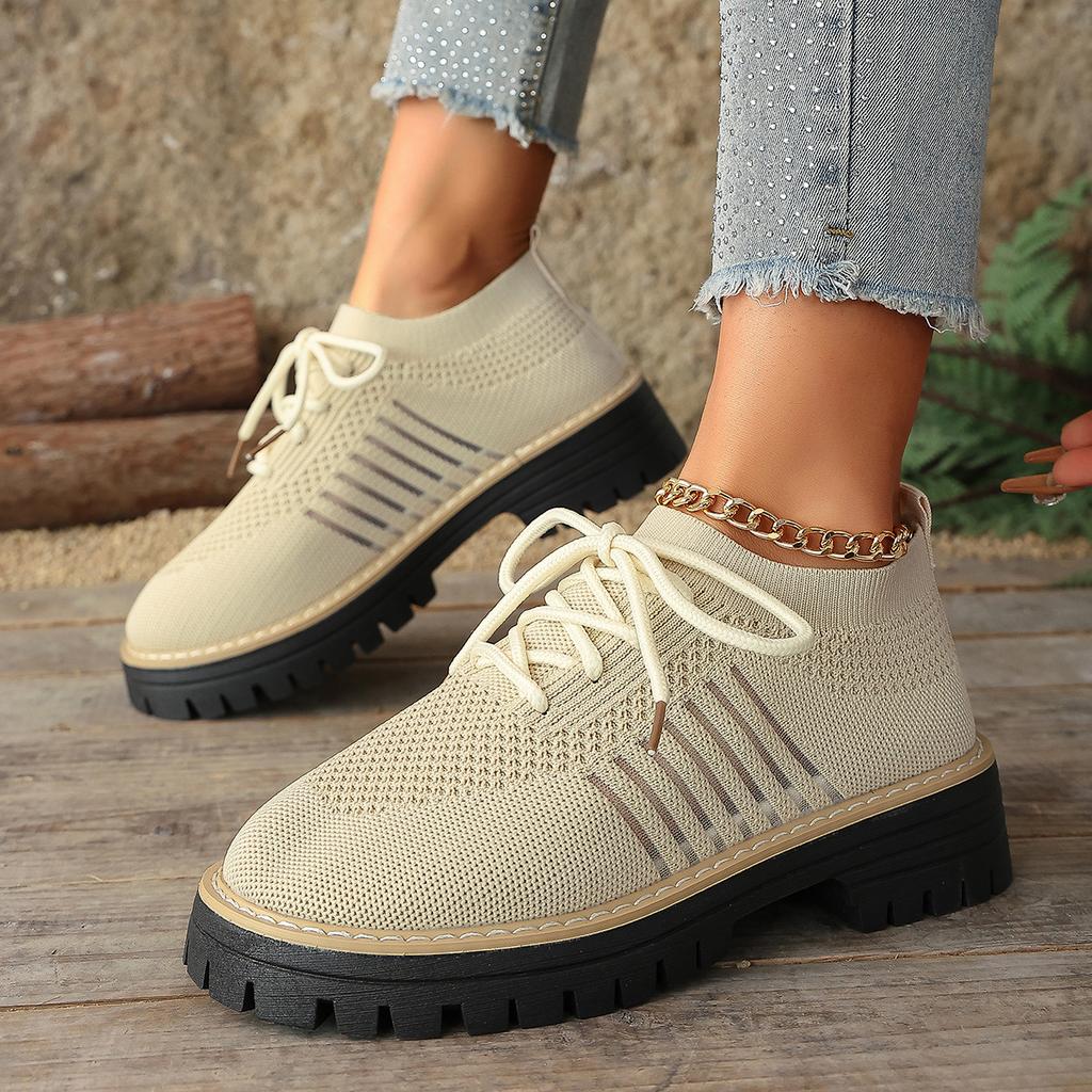 Plus Size Shoes for Women 36-43 Summer Spring 2026 Women Mesh Breathable Comfortable Lace Up Platform Flats Sneakers Women