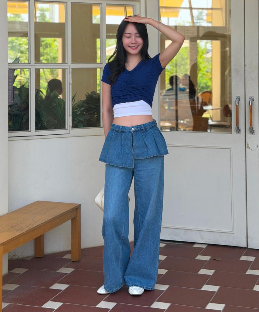 MIXXO Layered Skirt Denim Pants_Miwtjg413J