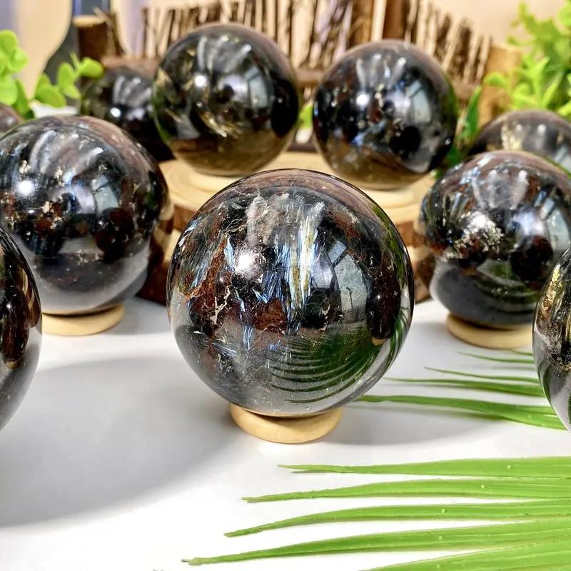 1pc Gorgeous Natural Firework Stone Sphere Crystal Carving Gemstone Jewelry Accessory Birthday Gift Party Desktop Decor