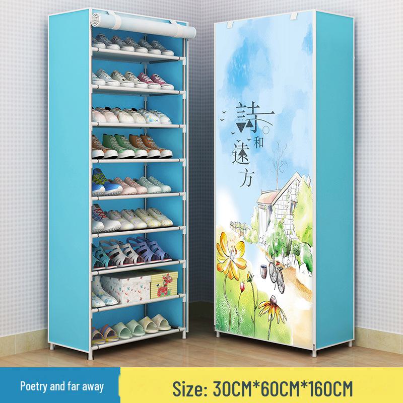 Multi-layer Shoe Rack for Home, Door, or Dorm Storage - Dustproof and Space-saving Shoe Organizer.