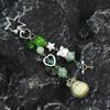 Handmade Cat Phone Chain Charm Fairy Core Four Leaf Clover Beaded Keychain Cute Ceramics Cat Keychain Bag Key Ring