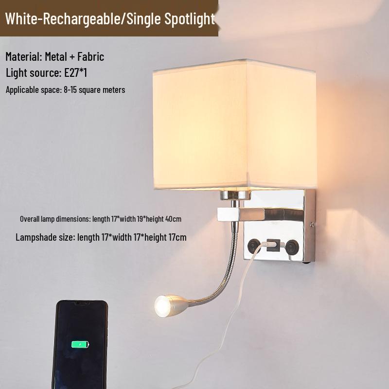 European LED Wall Lamp with USB: Dimmable Fabric Bedside Light for Bedrooms