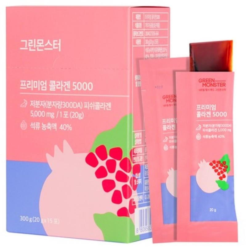 GREEN MONSTER Premium Collagen 5000 желе со вкусом граната 1 коробка/ 300 г(20 г X 15 пакетов)