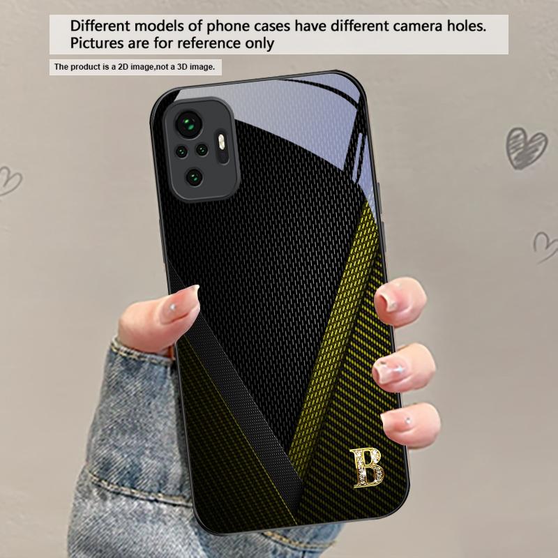Элегантные буквы 'S M R' Для Redmi Note 14 Pro+ 13 Pro 8 9 9S 12S 10 Pro 11 12 13C 14C A3 12 13 K60 Ultra Черный Стеклянный Чехол для Телефона