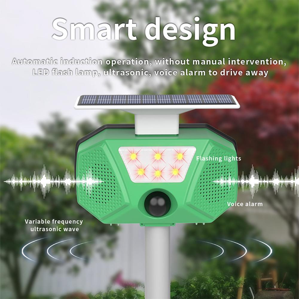 Solar Mole Repellent Ultrasonic Outdoor Pest Bird Squirrel Animal Repeller IP66 Waterproof 110 Degrees PIR