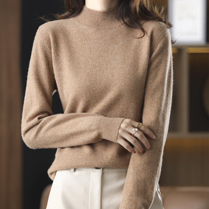 INDFS Женская мода Повседневный Осень Зима Однотонный Принт Длинный Рукав Полуводолазка Свитера