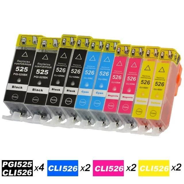 Kit de 10 cartouche compatible pour Canon PGI 525 - CLI 526 pour Canon pixma IP4850- MG5250- MG5150 -2BK2B2C2M2Y