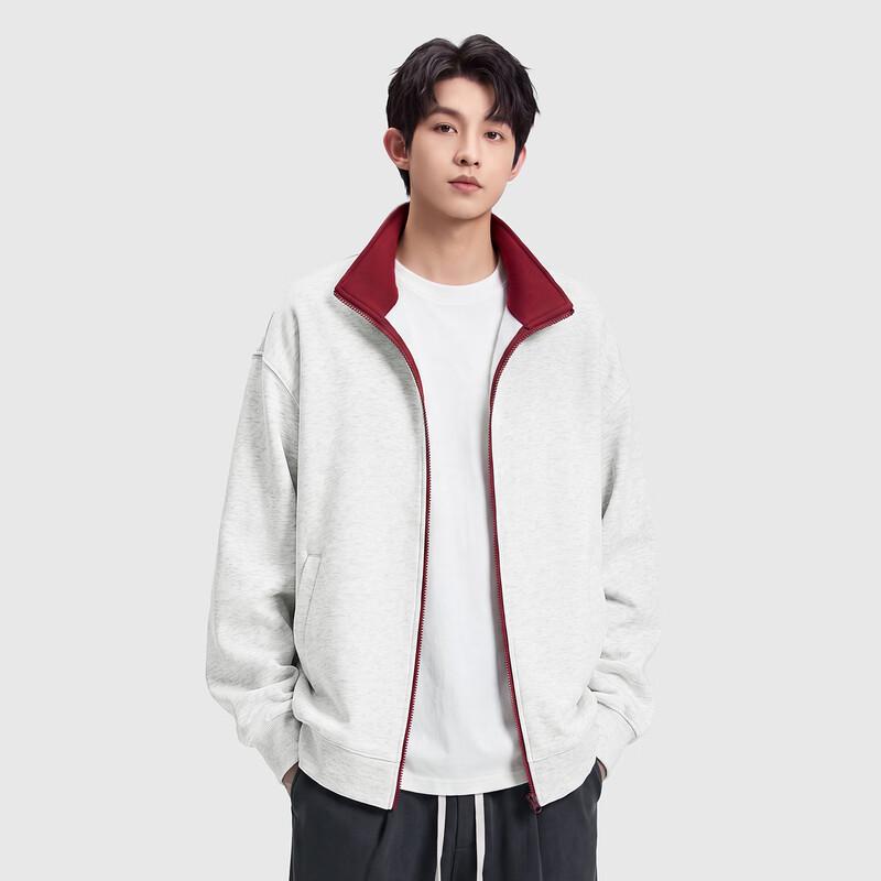 JEEP Men's Stand-Up Collar Color-Block Cardigan Sweatshirt Jacket