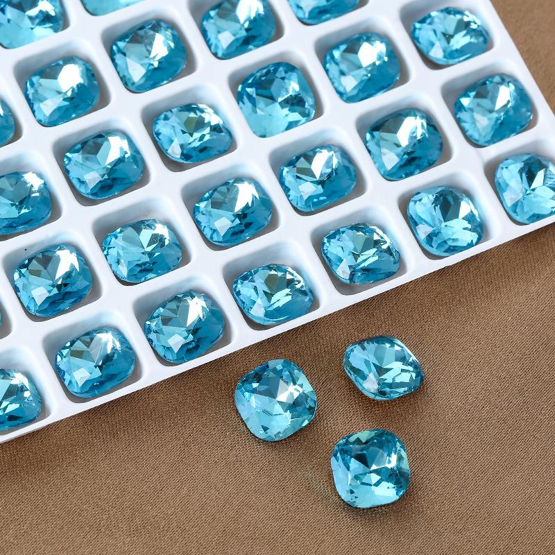 Nail Art Fat Square Diamond Shijia Same K9 High-Quality Square Diamond Diy Jewelry Accessories Nail Sticker Drill Crystal Pointed Bottom Drill