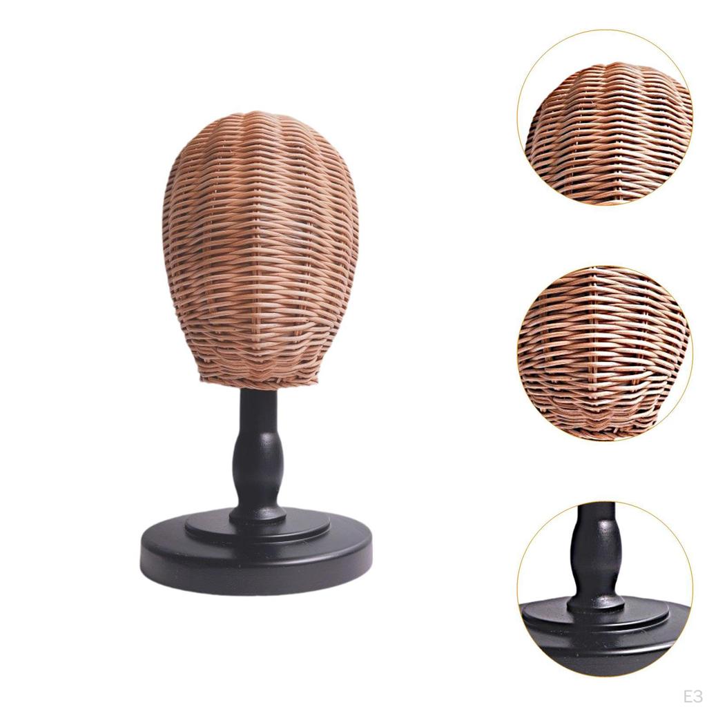 Hat Rack Display Stand, Rattan Mannequin Head Wig Stand Holder, Holder Storage