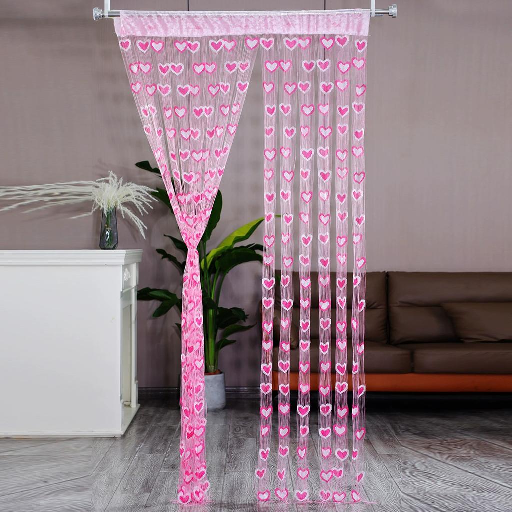 100*200см Кисточка Двухцветная Штора в форме сердца Романтичная Любящее сердце Струнная Полупрозрачная штора для дома Гостиная Спальня Штора