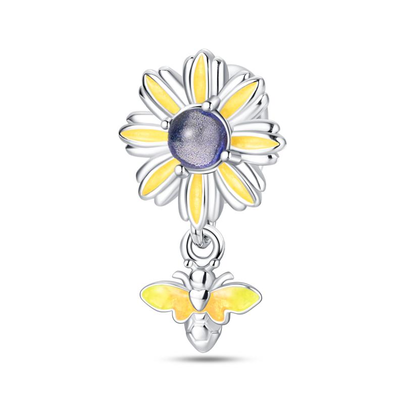 New 925 Sterling Silver Spring Tulip Pansy Flower Charms Bead Fit 925 Original Bracelets Fine DIY Jewelry Birthday Gift