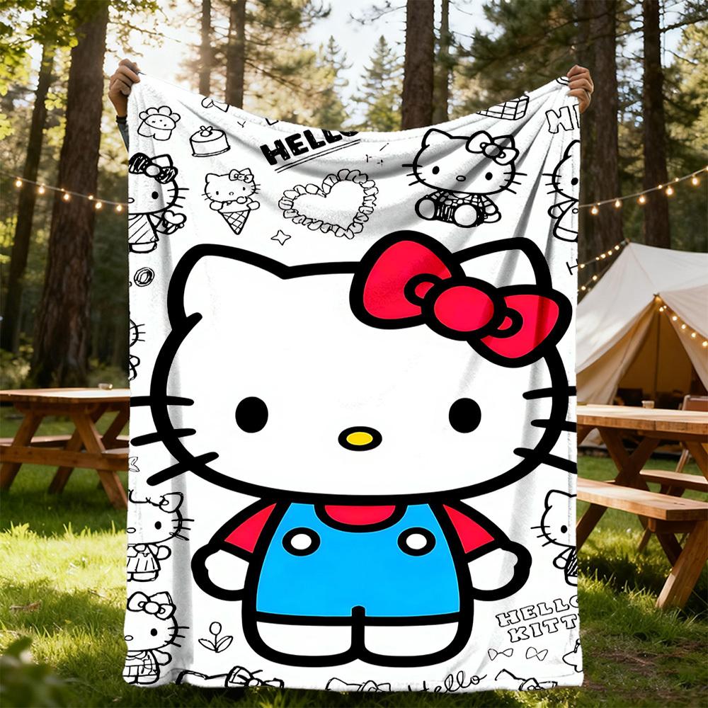 1 шт. Плед для улицы с рисунком Hello Kitty, легкий фланелевый, всесезонный, для дивана, кровати, путешествий, кемпинга, гостиной, офиса, дивана004