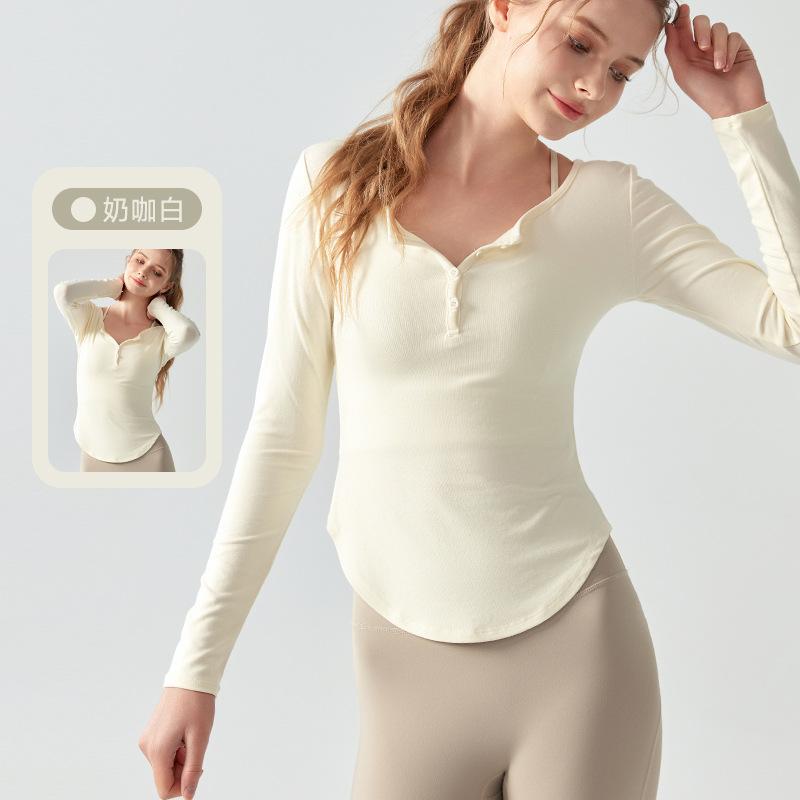 Yoga clothes women's autumn and winter new slim-fit and thin sports tops professional running Pilates training fitness long sleeves