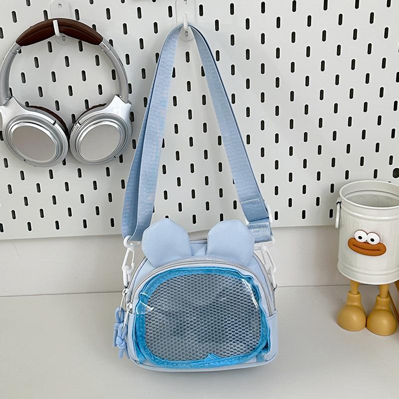 Прозрачная двухмерная сумка-мессенджер пастельных тонов для маленькой еды, модный тренд, с нашивкой