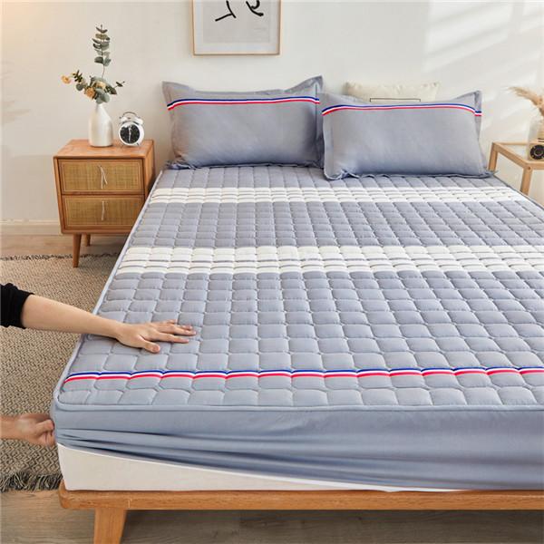 Quilted Mattress Cover Printing Non-slip Fitted Bed Sheet Dust Protection Cover Thicken Bedding Sheet Bedcloth No Pillowcases