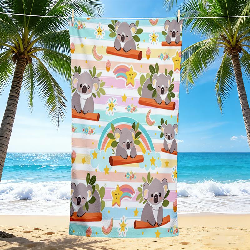 1Pc Koala Bears Rainbow Beach Towel, Quick Dry, Multi-Use for Beach Pool Gym Yoga Home Travel, Christmas, Halloween, Xmas Gift S929595