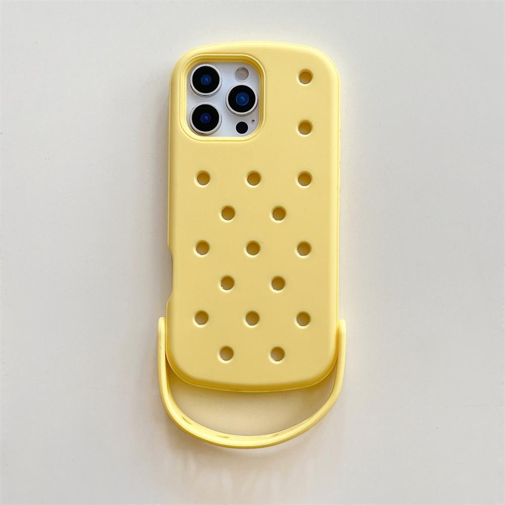 Для Crocs Подвески DIY Держатель для браслета Чехол для телефона Для iPhone 17 16 15 14 Pro Max Air 13 Однотонный Мягкий Силиконовый Задний Чехол