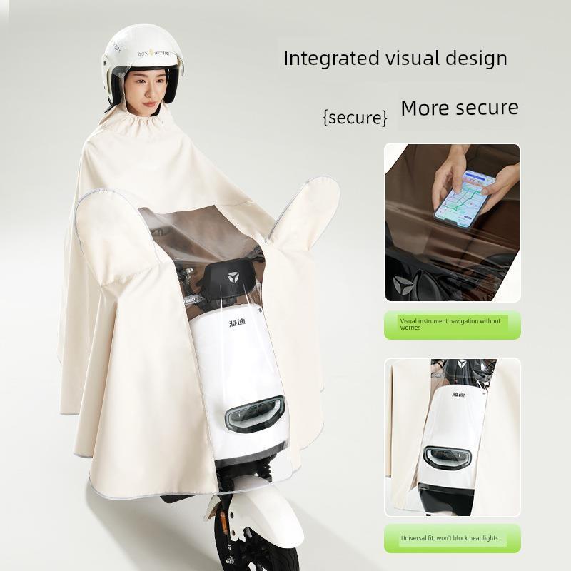 Electric Motorcycle Raincoat for Women, Single-Person, Oversized, Thickened, Long, Full-Body, Storm-Proof Riding Poncho