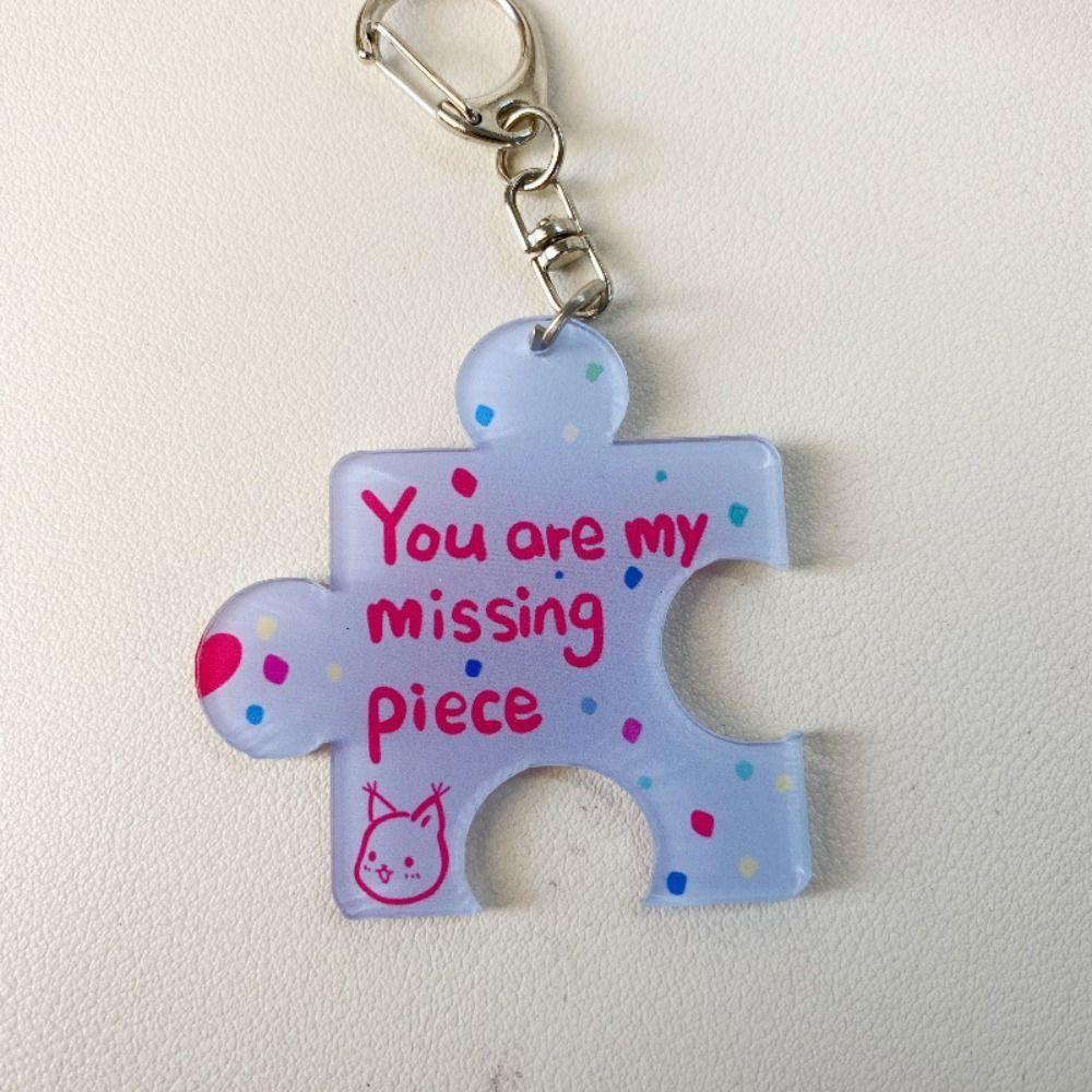 Korean Style Accessories Acrylic Puzzle Text Keychain "You Are My Missing Piece"  Versatile   Daily