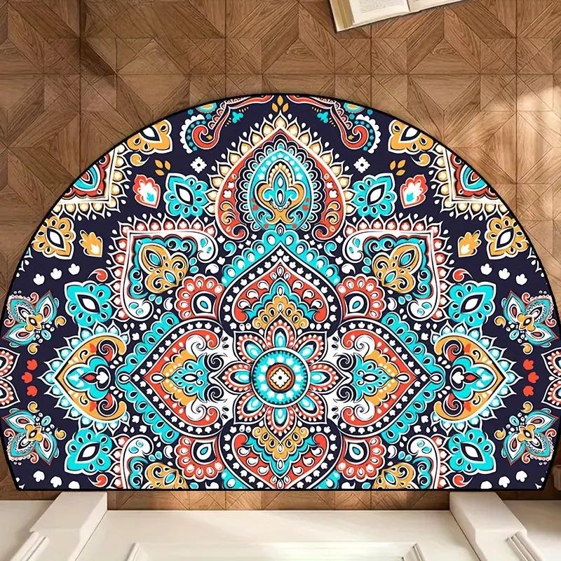 2D Floral Printed Door MATS, Corridor Carpet MATS, Absorbent Crystal Velvet Carpets, Suitable for Bathrooms, Doorways, and Bedrooms