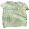 Polo Solid Color Logo Embroidered Cable Knit Short Sleeve Sweater Kids Sweater Cream-White 313945437-003