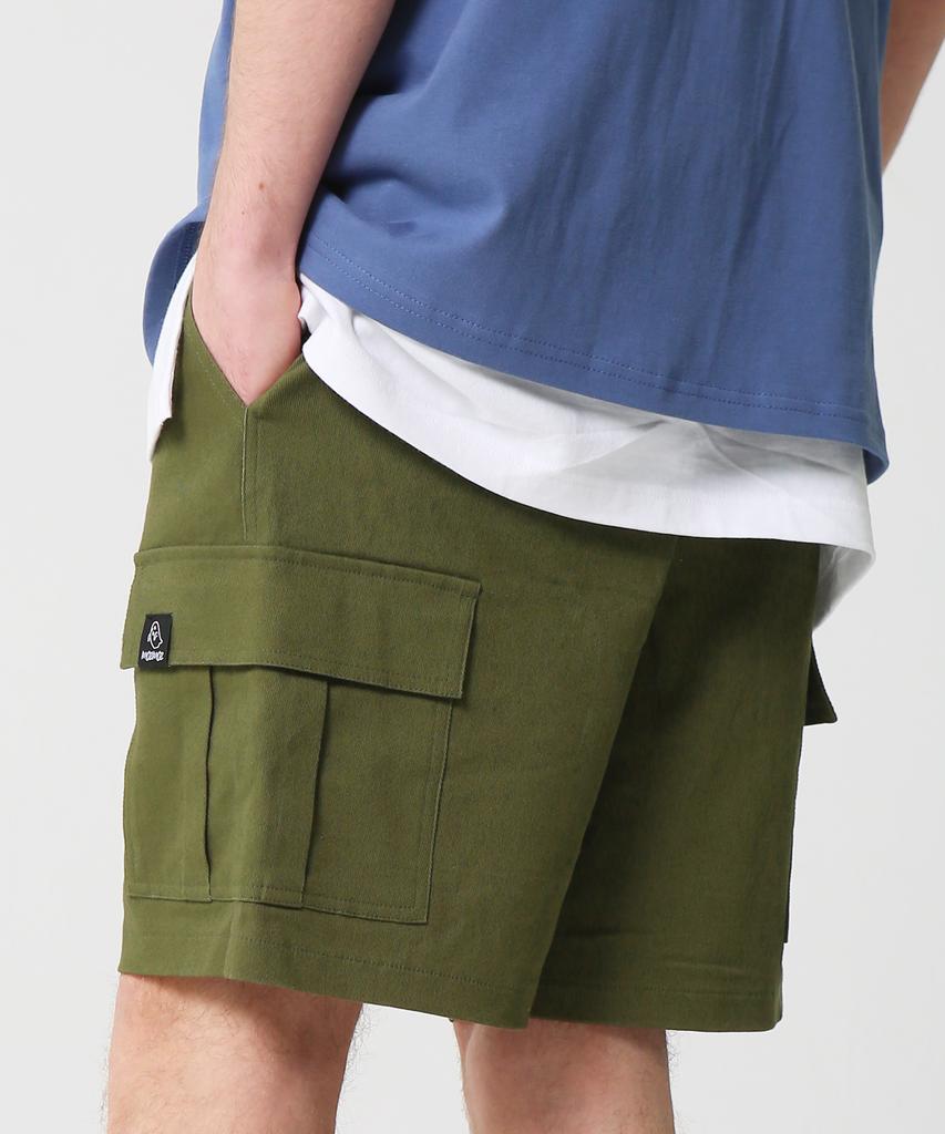 MOZMOZ [M-3Xl] Unisex Basic Cotton Cargo Shorts_Khaki