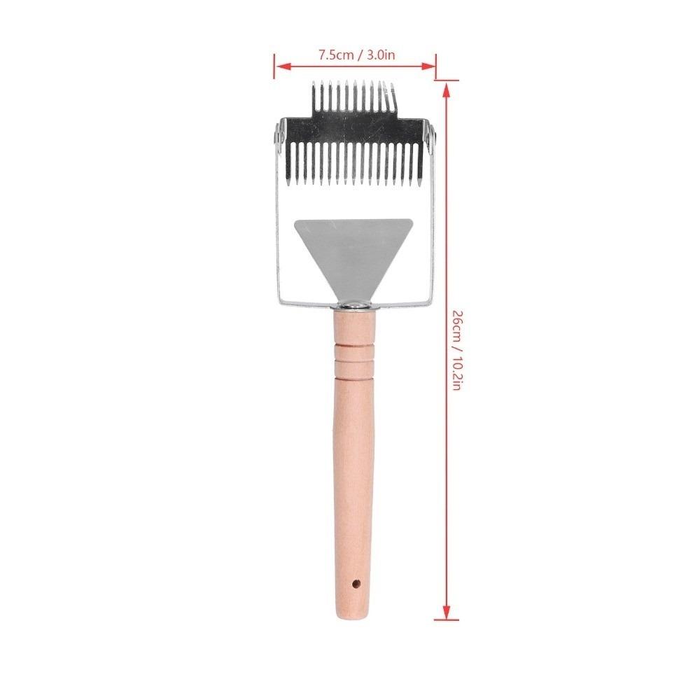 Stainless Steel Honey Scraper Tool Wooden Handle Uncapping Fork Scraper Apiary Supplies