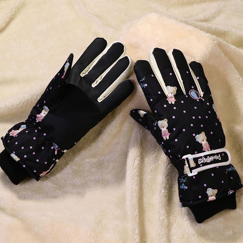 Women’s Winter Bear Windproof Ski Gloves – Warm, Thick, Touchscreen-Compatible, Fleece-Lined