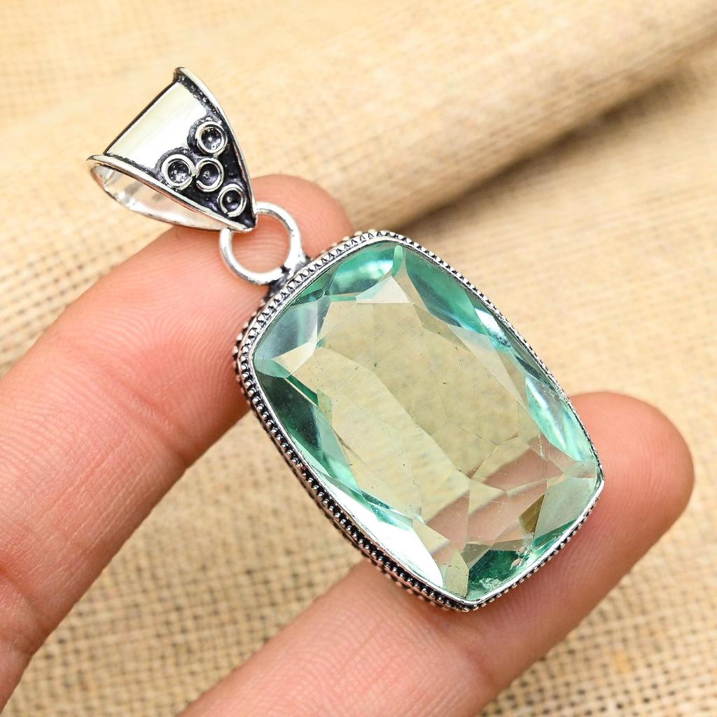 Ювелирный кулон ручной работы из стерлингового серебра 925 пробы с акваапатитом и драгоценным камнем ко Дню памяти