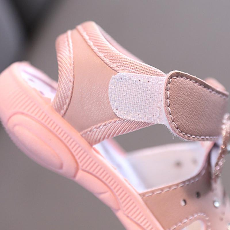 Летние сандалии, милая детская кожаная обувь принцессы для девочек, детские дышащие туфли с бантиком и открытым носком