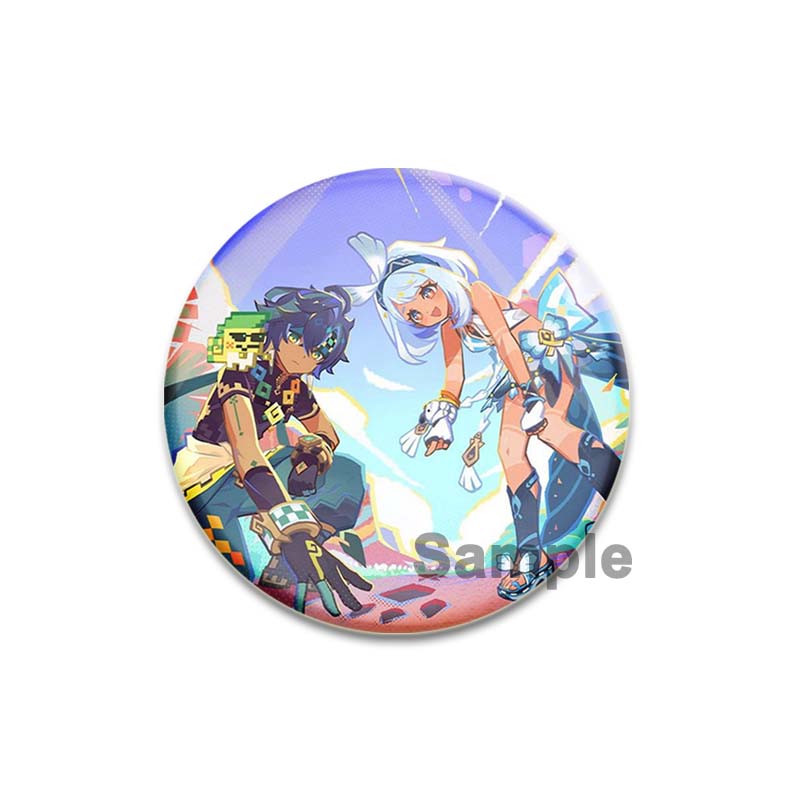 Anime Game Genshin Impact Mualani Soft Button Pins Character Kinich X Mualani Fanart Brooch Handmade Badge Fans Collection Gifts