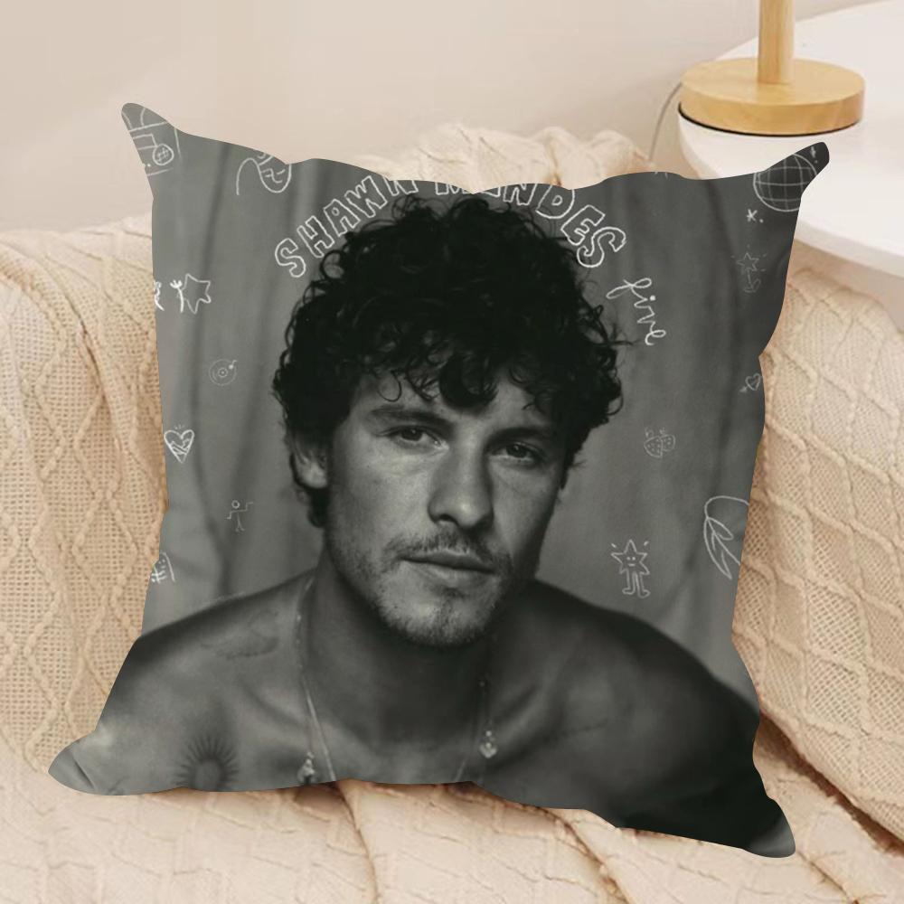 Singer SShawn Mendes Cushion Cover Silky Short Plush DoubleSided Printed Pillow Case for Sofa All Seasons Home Decor Gift