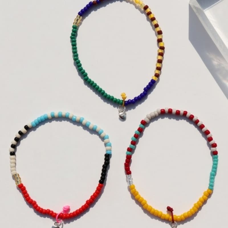 BONBEAU Awesome color line glass beads Bracelet Color mix glass beads banding bracelet