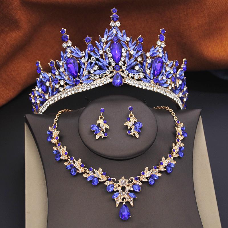 Bridal Jewelry Sets for Women Wedding Crown Birthday Tiaras and Choker Necklace Earrings Bride Party Costume Jewelry Accessories
