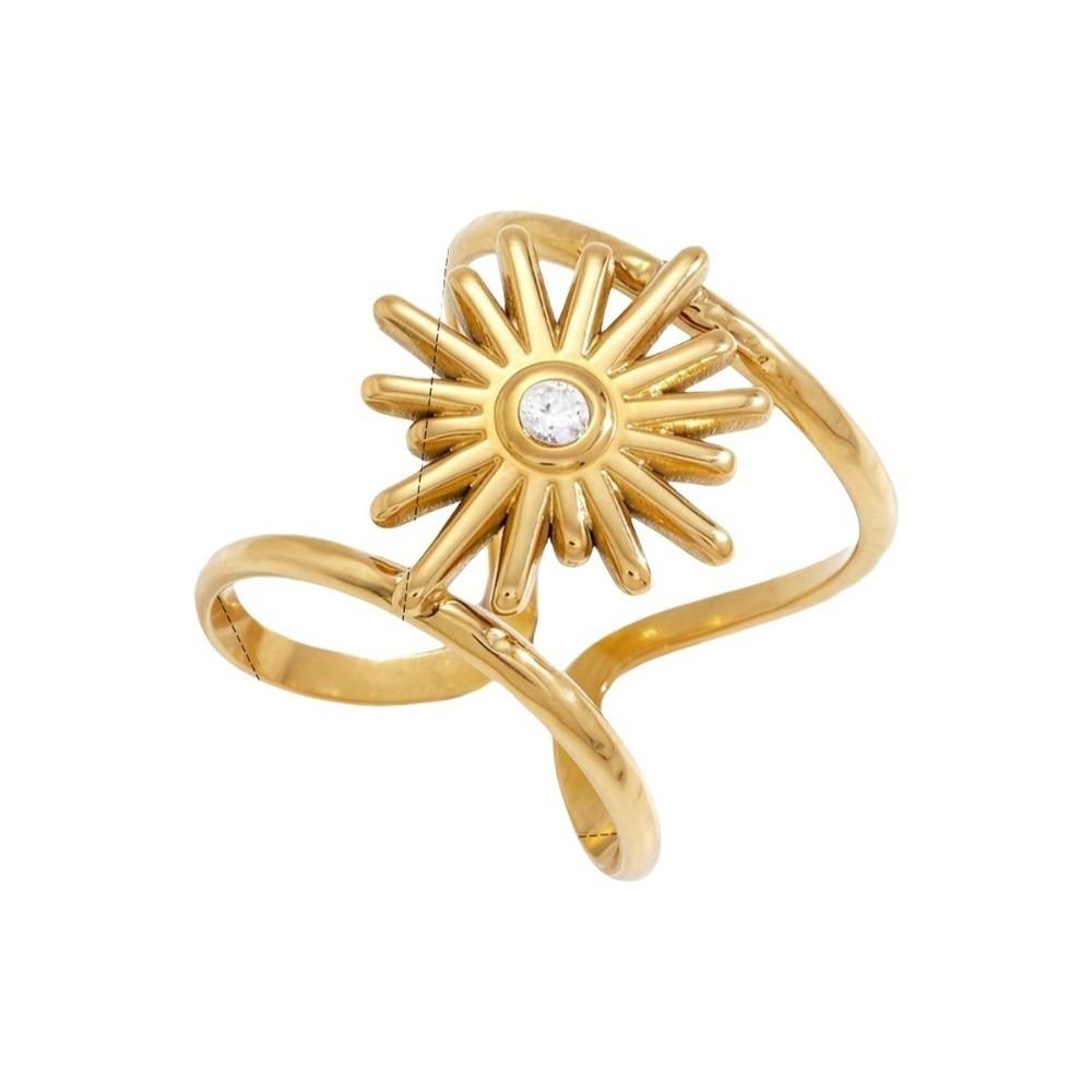Metal Smooth Sun Ring Spiral Hand Ornament Classic Finger Rings  Women