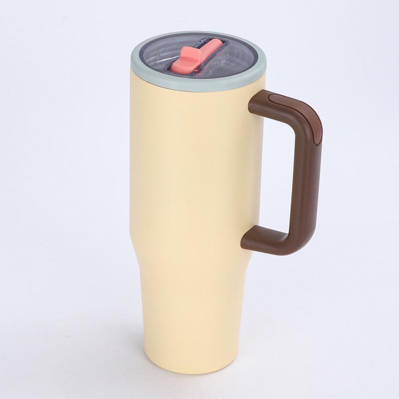 40oz Insulated Car Cup With Handle 304 Stainless Steel Straw Leakproof Vacuum Tumbler Cold Hot Drinks
