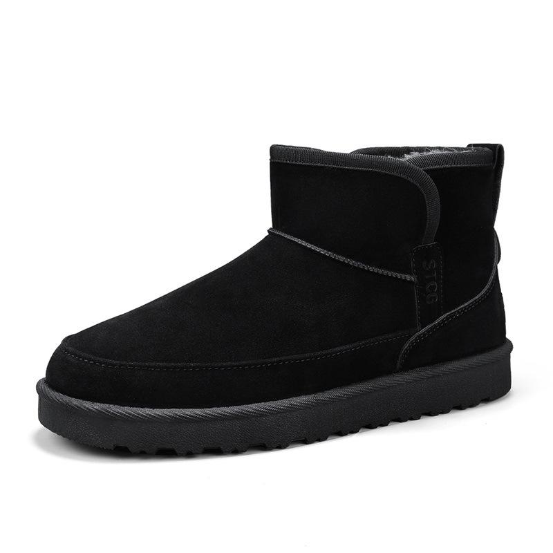 Мужские кожаные полусапожки Northeast, зимние бархатные утолщенные большие хлопковые туфли, теплая обувь-хлеб