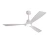 60-inch ceiling fan in white, three-blade, wood propeller blades, remote control, 3CCT, Reversible DC Motor, Six Speed Settings, and Power-Off Memory