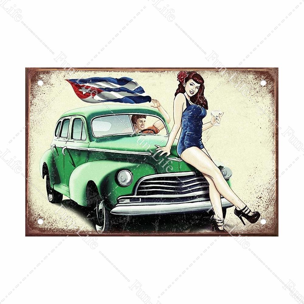 Красота девушки винтажный металлический плакат Ретро жесть Компактная автомобильная жестяная вывеска доска для домашнего паба, бара, кафе, гаража, декор стен 20x30 см