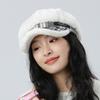 Мягкая восьмиугольная кепка женская осенне-зимняя теплая берет с большой головой кепка газетчика