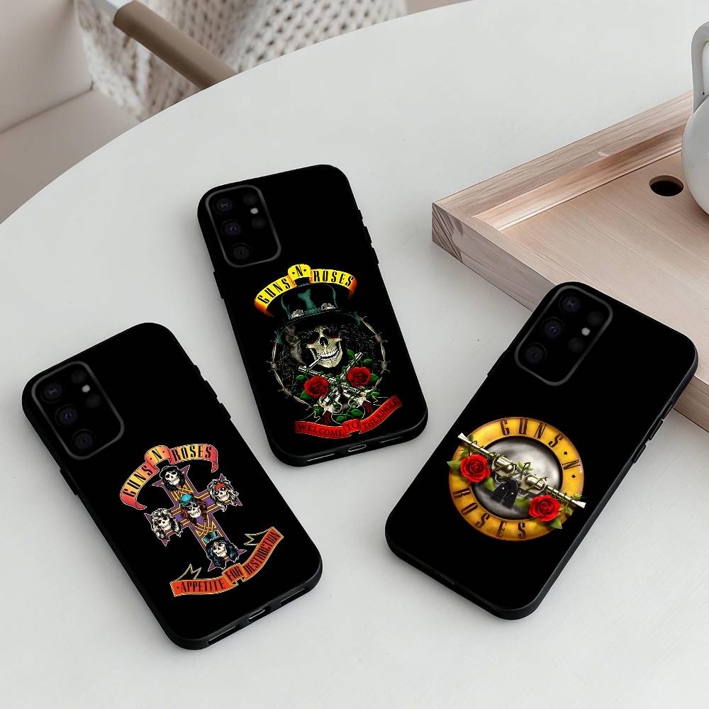 Чехол для телефона G-Guns-S N R-Roses для Samsung S25, S24, S21, S22, S23, S30, Ultra, S20, Plus, Другие Мягкий Черный Чехол