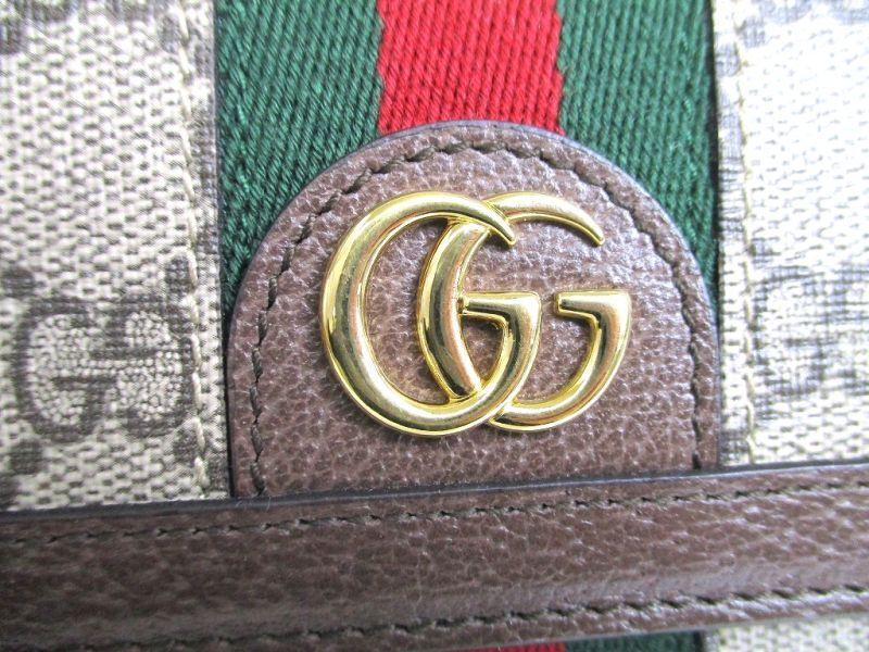 Authentic GUCCI GG Ophidia Brown Leather Web Strip Continental Wallet #a068  Open box