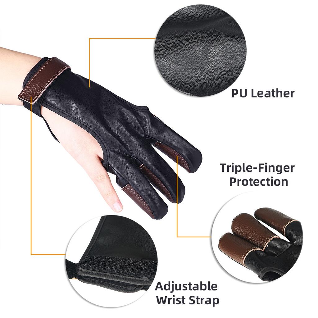 Перчатки для стрельбы из лука и перчатки для освобождения лука из искусственной кожи и коровьей кожи с защитой на 3 пальца S-XL для мужчин и женщин