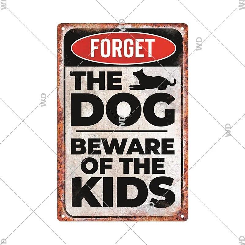 Beware Animals Dog Cat Bull Kraken Chickens Bigfoot Area Retro Tin Sign Caution Decorative Vintage Plaque Metal Poster Decor
