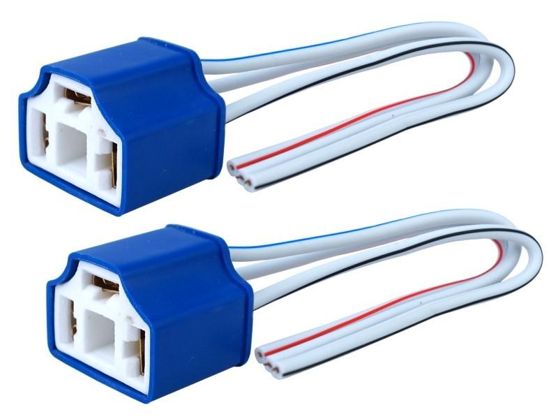 Патрон лампы H4 прямой, керамический, кабель 15 см, 2 шт.