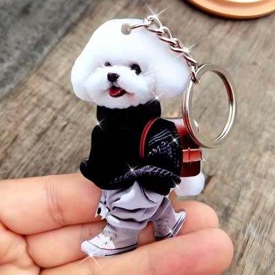 Акриловый плоский 2D подвесной брелок в виде собаки, брелок для ключей с изображением собаки, декоративный ключ от машины и аксессуары для сумочки, идеальный подарок на день рождения для любителей домашних животных