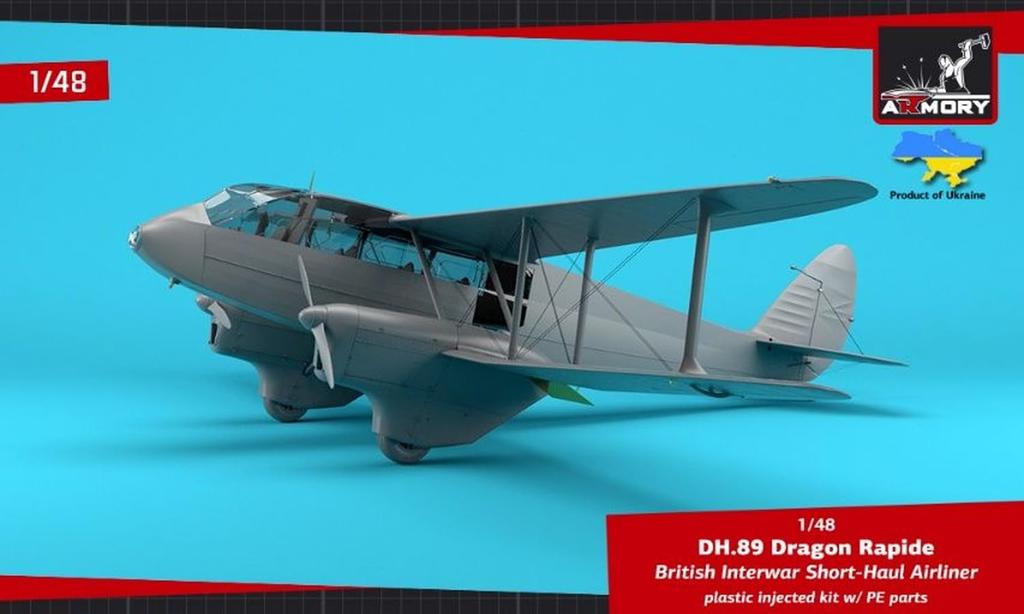 Armory Scale De Havilland Dragon Rapide Interwar Civil Aviation Part 1 Plastic Model Kit AMR48005 1/48 DH.89